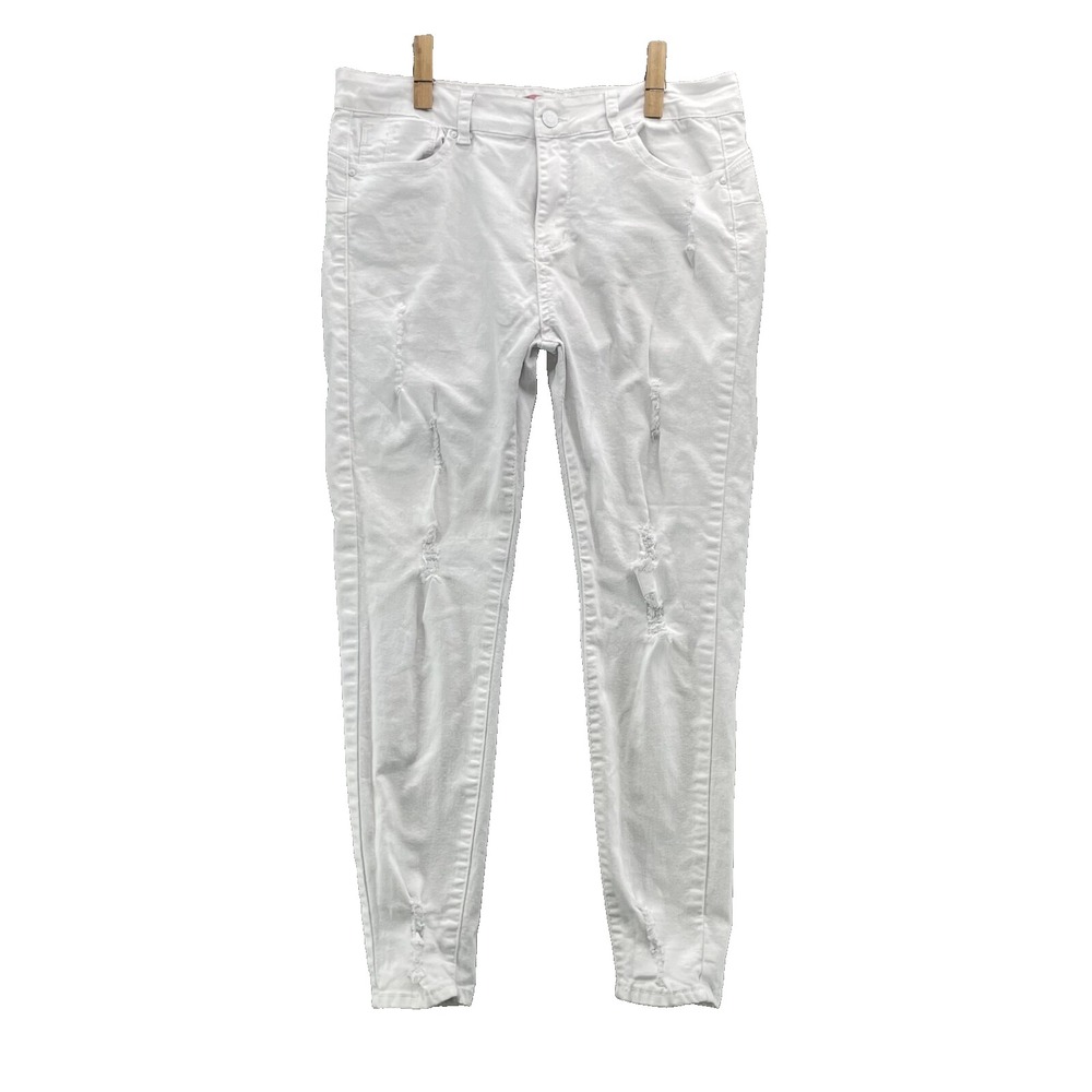 Wax Jeans Womens 31x26* White Distressed Denim Mid Rise Skinny Y2k Moto Academia
